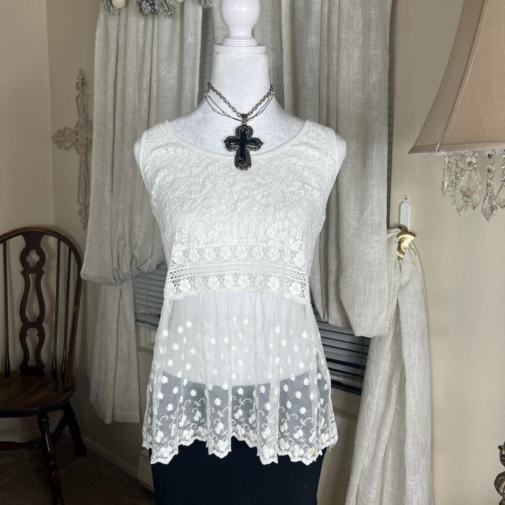 Y2k Gilly Hicks Lace Babydoll Top - Picture 3 of 5